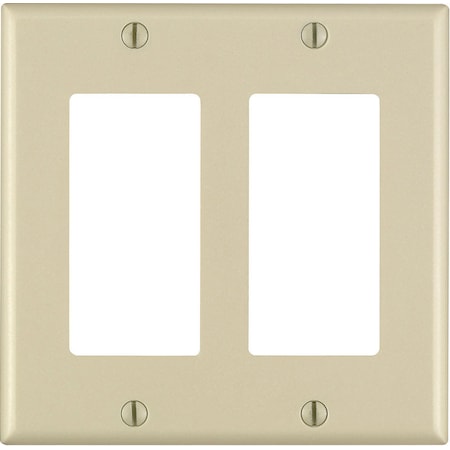 Decora Faceplate, Number of Gangs: 2 Plastic, Ivory 80409-00I